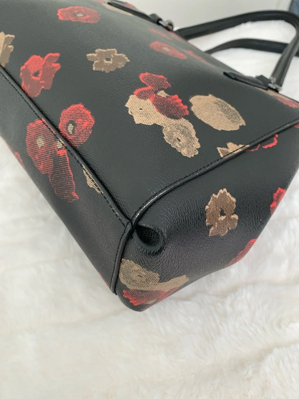 Coach Black Flower Print Mini Christie Carryall Satchel - Picture 8 of 16